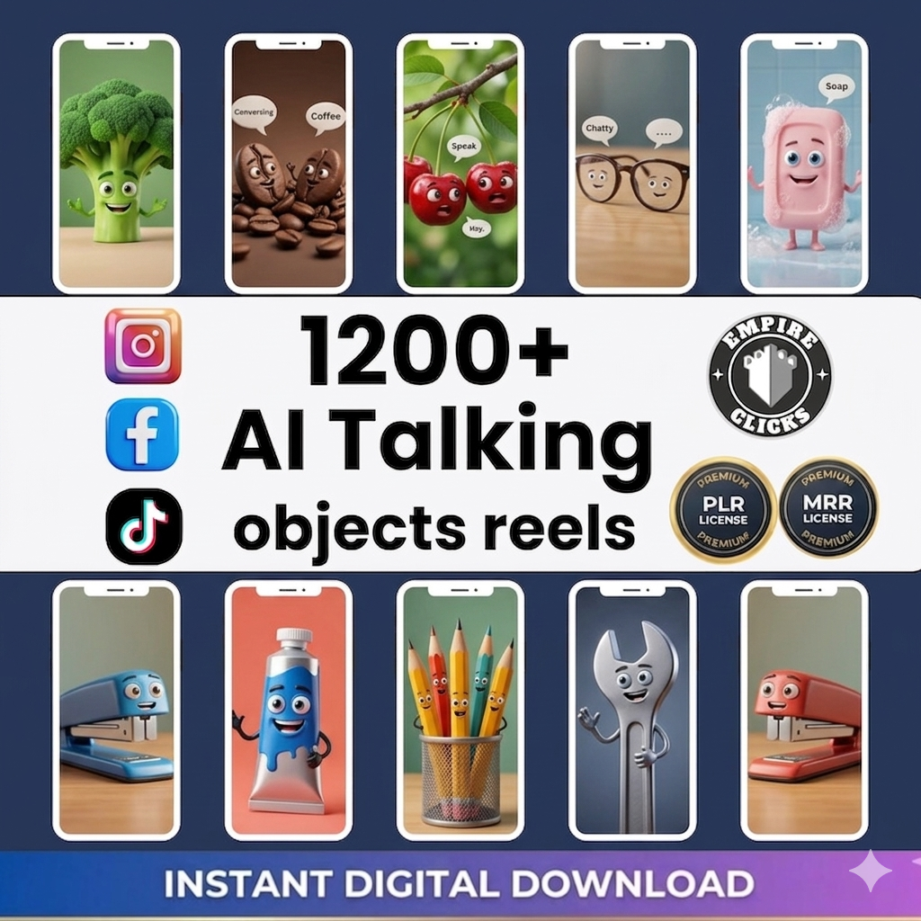 1200+AI Talking Object Videos | Viral Reels Bundle PLR MRR - Image 3